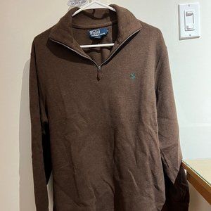 Men’s POLO RALPH LAUREN 1/4 Zip Sweater Medium:Brown